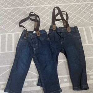 Carter's Dark Blue Overalls with Brown Straps